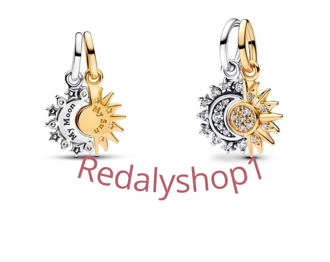 Splitable Sun & Moon Dangle  Dangle charm for women bracelet S925 Sterling Silver  / friend birthday gifts, Christmas gift