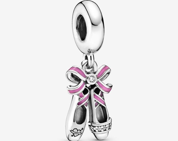 Pink Ballerina Shoes dangle bead charm for women bracelet S925 Sterling Silver Gifts For Women / friend birthday gifts Christmas