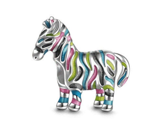 Colorful Zebra bead dangle charm for women bracelet S925 Sterling Silver For Women / friend birthday gifts