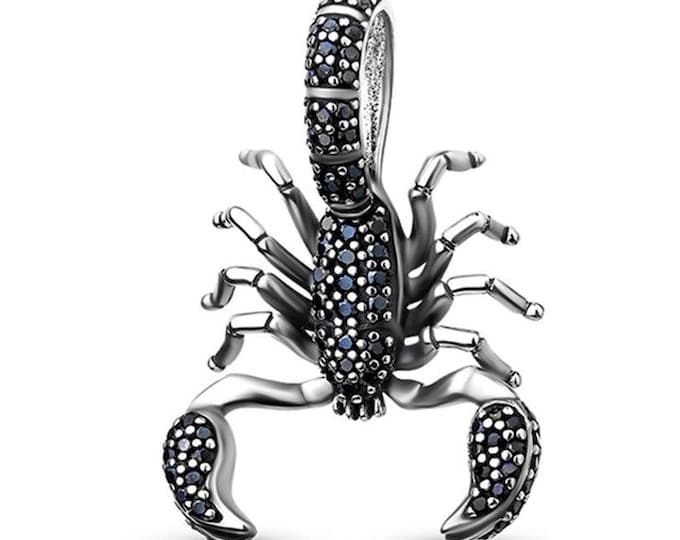 Black scorpion dangle bead charm for women jewelry bracelet S925 Sterling Silver friend birthday gifts, mother, daughter, niece ,mom