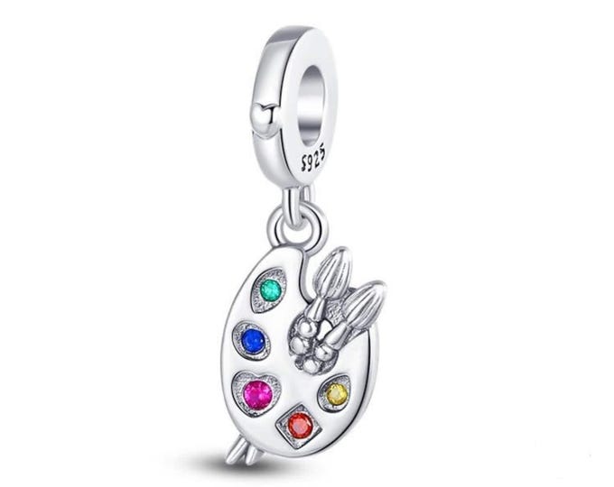 Artist's Palette dangle charm for women bracelet S925 Sterling Silver Gifts For Women / friend birthday gifts