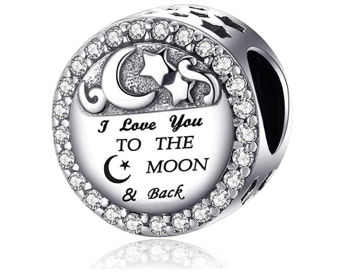 I Love You to The Moon and Back bead charm for women bracelet S925 Sterling Silver Gifts For Women / friend  Gifts