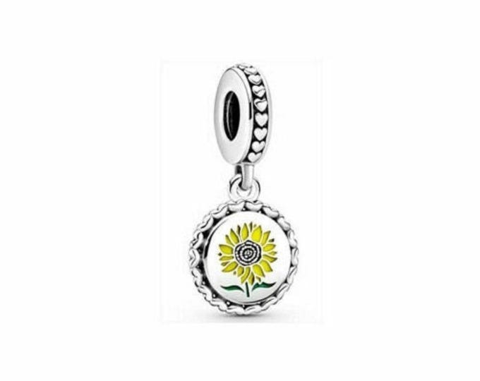 Sunflower love for all bead dangle charm for women bracelet S925 Sterling Silver, friend birthday gifts, Christmas charm gift