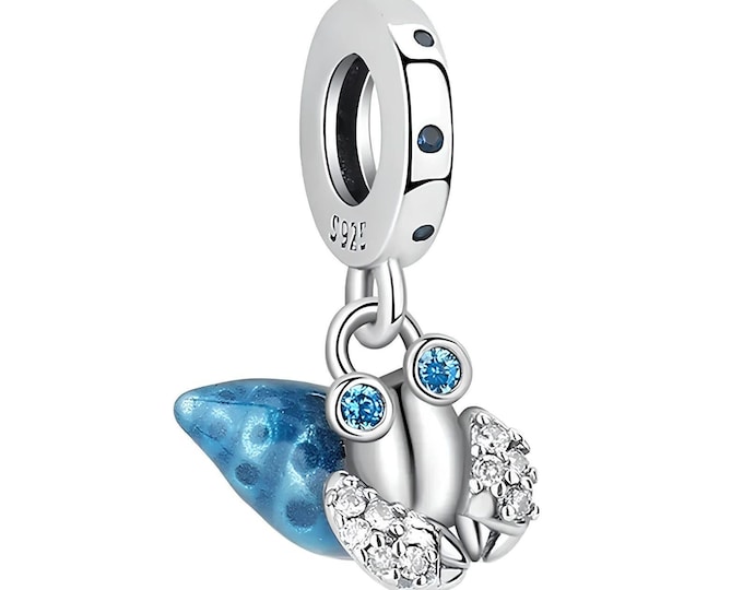 Glow-in-the-Dark Hermit Crab dangle Charm Christmas Occasions for women bracelet 925 Sterling Silver Women jewellery, friend birthday Gifts