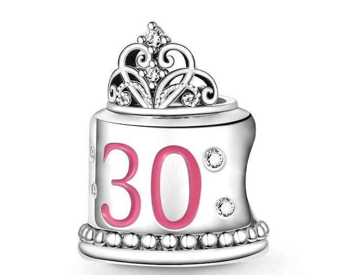 30th birthday charm pink cake bead for women bracelet S925 Sterling Silver Gifts For Women / friend birthday Gifts
