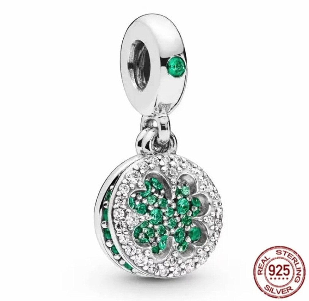 Lucky Clover Dangle Charm, S925 Sterling Silver, Cubic Zirconia - Etsy