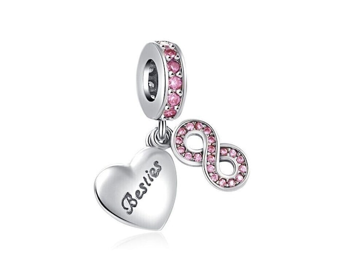 Besties Best Friends Infinity Friendship Dangle charm for women bracelet S925 Sterling Silver Gifts For Women / friend birthday Gifts