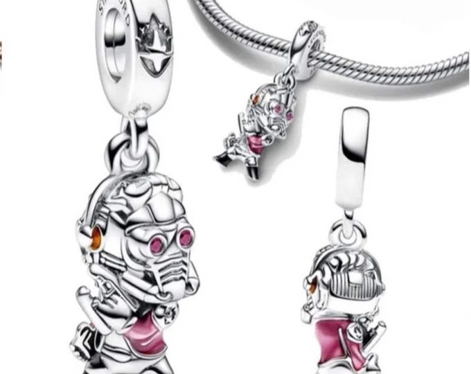 Marvel Guardians Of The Galaxy Rocket Raccoon dangle bead charm for women bracelet S925 Sterling Silver Gift For Women, friend birthday Gift