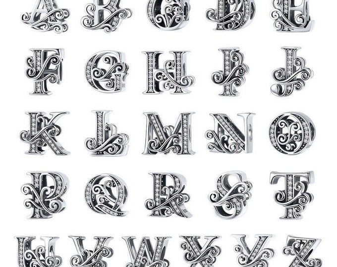 CLASSIC ALPHABETS abc letter bead A-Z charm for women bracelet S925 Sterling Silver Gifts For Women / friend birthday  Gifts