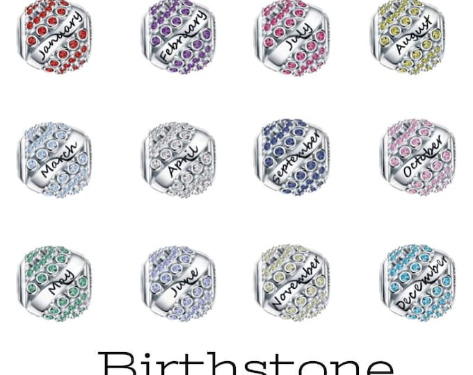 Birthday round Birthstone month bead January, February charm for women bracelet S925 Sterling Silver For Women / friend birthday Gifts