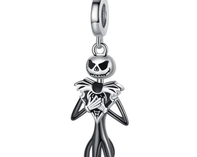 Skeleton scary Sally Skull dangle Charm Halloween Occasions bead for women bracelet S925 Sterling Silver For Women / friend birthday Gifts