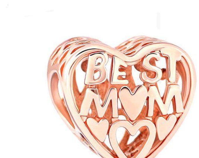 Best mom rose gold mum HEARTS bead charm for women bracelet S925 Sterling Silver Gifts For Women / friend birthday  Gifts