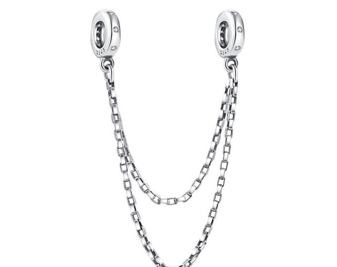 sparkling safety  Chain bead dangle charm for women bracelet S925 Sterling Silver Gifts For Women / friend birthday gifts