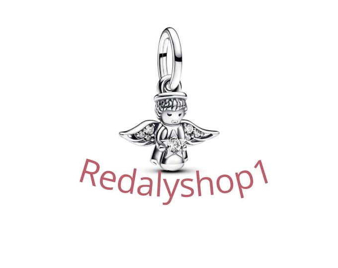 Sparkling Angel Dangle charm for women bracelet S925 Sterling Silver  / friend birthday gifts, Christmas gift, Christmas charm 925