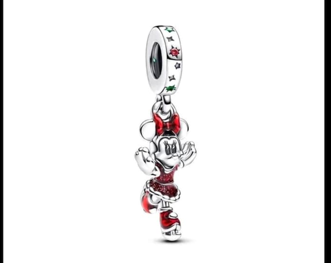 Minnie mouse ice skating Dangle charm for women bracelet S925 Sterling Silver Gifts For Women / friend birthday  Gifts