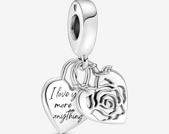 Rose Heart Padlock dangle charm for women bracelet S925 Sterling Silver Gifts For Women / friend birthday  Gifts