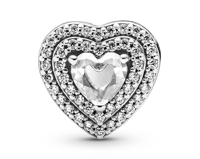SPARKLING LEVELED HEARTS bead charm for women bracelet S925 Sterling Silver Gifts For Women / friend birthday  Gifts