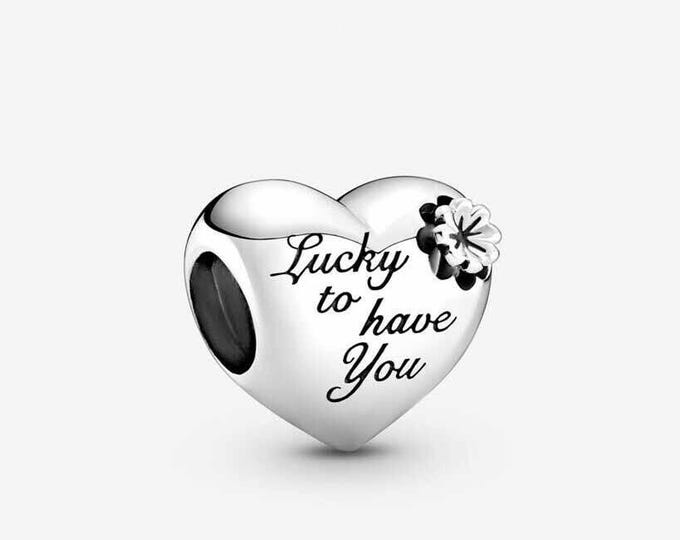 LUCKY to have you MOM mum HEARTS bead charm for women bracelet S925 Sterling Silver Gifts For Women / friend birthday  Gifts