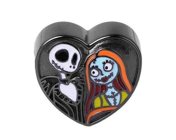 Jack and Sally Skull heart Charm Halloween Occasions bead for women bracelet S925 Sterling Silver For Women / friend birthday Gifts