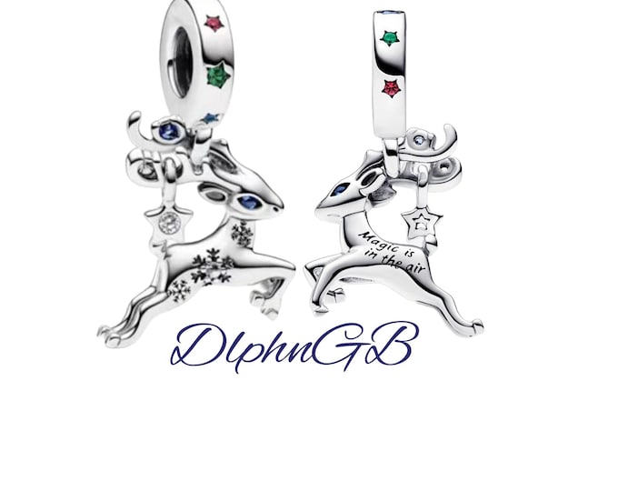 Magical Christmas Reindeer dangle Charm, Christmas Occasions for women bracelet S925 Sterling Silver, Women jewelry, friend birthday Gifts