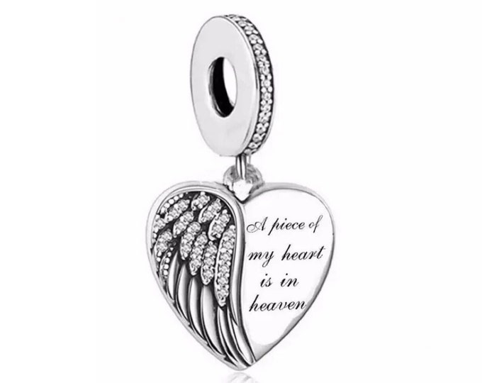 Angel Wings Memorial Remembrance dangle charm for women bracelet S925 Sterling Silver Gifts For Women / friend  Gifts