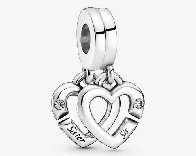 LINKED SISTER SPLIT dangle charm for women bracelet S925 Sterling Silver Gifts For Women / friend birthday gifts