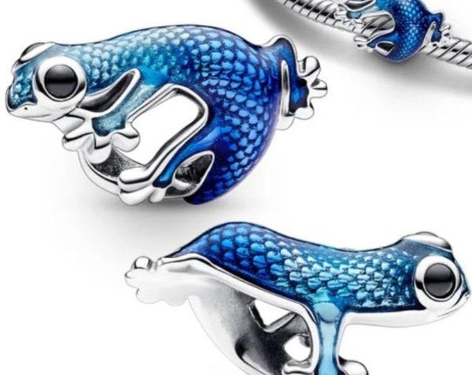 Gecko blue bead charm for women bracelet S925 Sterling Silver Gift For Women / friend birthday Gifts