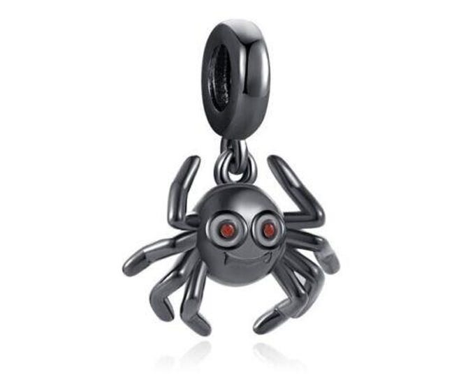 Black Spider bead Dangle charm for women bracelet S925 Sterling Silver Gifts For Women / friend birthday Gifts
