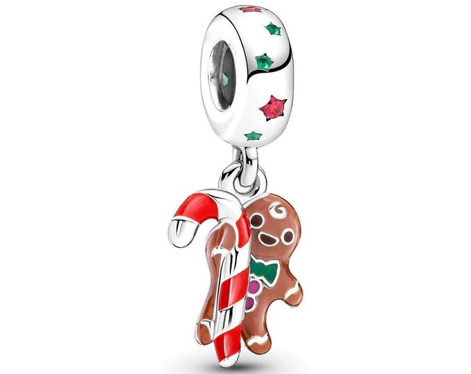 Christmas Gingerbread Man dangle charm for women bracelet S925 Sterling Silver Gifts For Women / friend birthday ,Gifts, fits snake bracelet