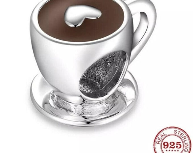 coffee cup bead charm for women jewelry bracelet S925 Sterling Silver Gifts For Women / friend birthday gifts, mother, daughter, niece