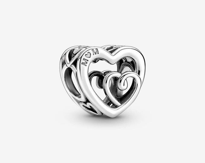 Entwined Infinity Mom Heart bead charm for women bracelet S925 Sterling Silver Gifts For Women / friend birthday  Gifts