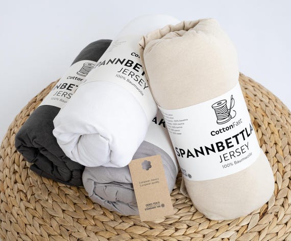 Spannbettlaken JERSEY 100% Baumwolle Beliebte Größen mit Gummizug weich atmungsaktiv formstabil Schlafzimmer Bettwäsche COTTONFAST