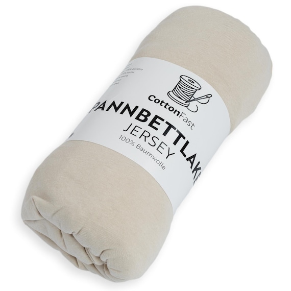 Spannbettlaken JERSEY 100% BEIGE Baumwolle Beliebte Größen mit Gummizug weich atmungsaktiv formstabil Schlafzimmer Bettwäsche COTTONFAST