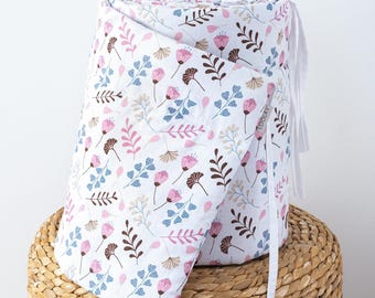 Blumen ROSA 420, 360, 210, 180 x 30 cm für 140 x 70 or 120 x 60 cm Bett BIO-Baumwolle Handmade