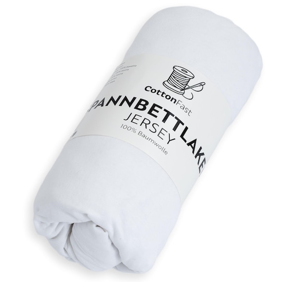 Spannbettlaken JERSEY 100% WEIß Baumwolle Beliebte Größen mit Gummizug weich atmungsaktiv formstabil Schlafzimmer Bettwäsche COTTONFAST