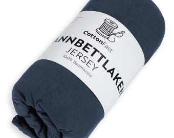 Spannbettlaken JERSEY 100% DUNKELBLAU Baumwolle Beliebte Größen Gummizug weich atmungsaktiv formstabil Schlafzimmer Bettwäsche COTTONFAST