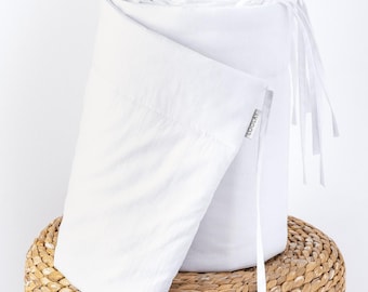 WEISS WEIß 420, 360, 210, 180 x 30 cm für 140x70 120x60 cm Bett BIO-Baumwolle Handmade