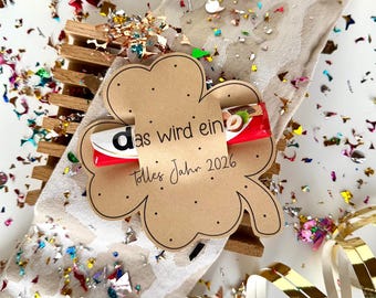 Amuleto imprimible para Nochevieja 2026, plantilla de manualidades, idea de regalo para Nochevieja, plantilla imprimible de Nochevieja, decoración de mesa, pequeño regalo de Nochevieja (PDF)