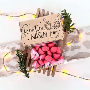 Druckvorlagen Weihnachten Rentiernasen lustige Kleinigkeit zu Weihnachten weihnachtliches Mitbringsel, PDF Geschenkidee, Vorlage zum drucken