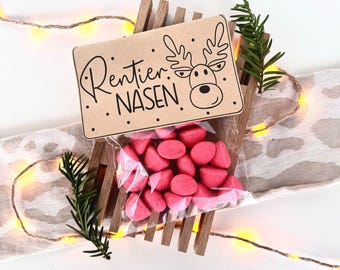 Christmas printable reindeer noses, fun little Christmas gift, Christmas present, PDF gift idea, printable template