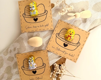 Druckvorlage Osteridee Kleinigkeit für Arbeitskollegen Familie und Freunde Geschenkidee Ostern Verpackungsidee Schokolade Osternestidee PDF