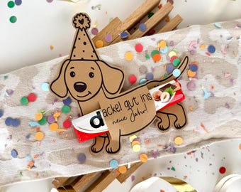 Printable dachshund template for New Year's Eve 2026, craft template for New Year's Eve party favors, printable template for New Year's table decorations, small New Year's Eve gift (PDF)