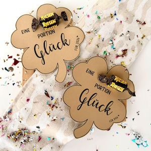 Druckvorlage Kleeblatt Silvesteridee, Vorlage zum Drucken Silvesteridee, Mitbringsel Silvester Glücksbringer 2025 Bastelvorlage PDF drucken