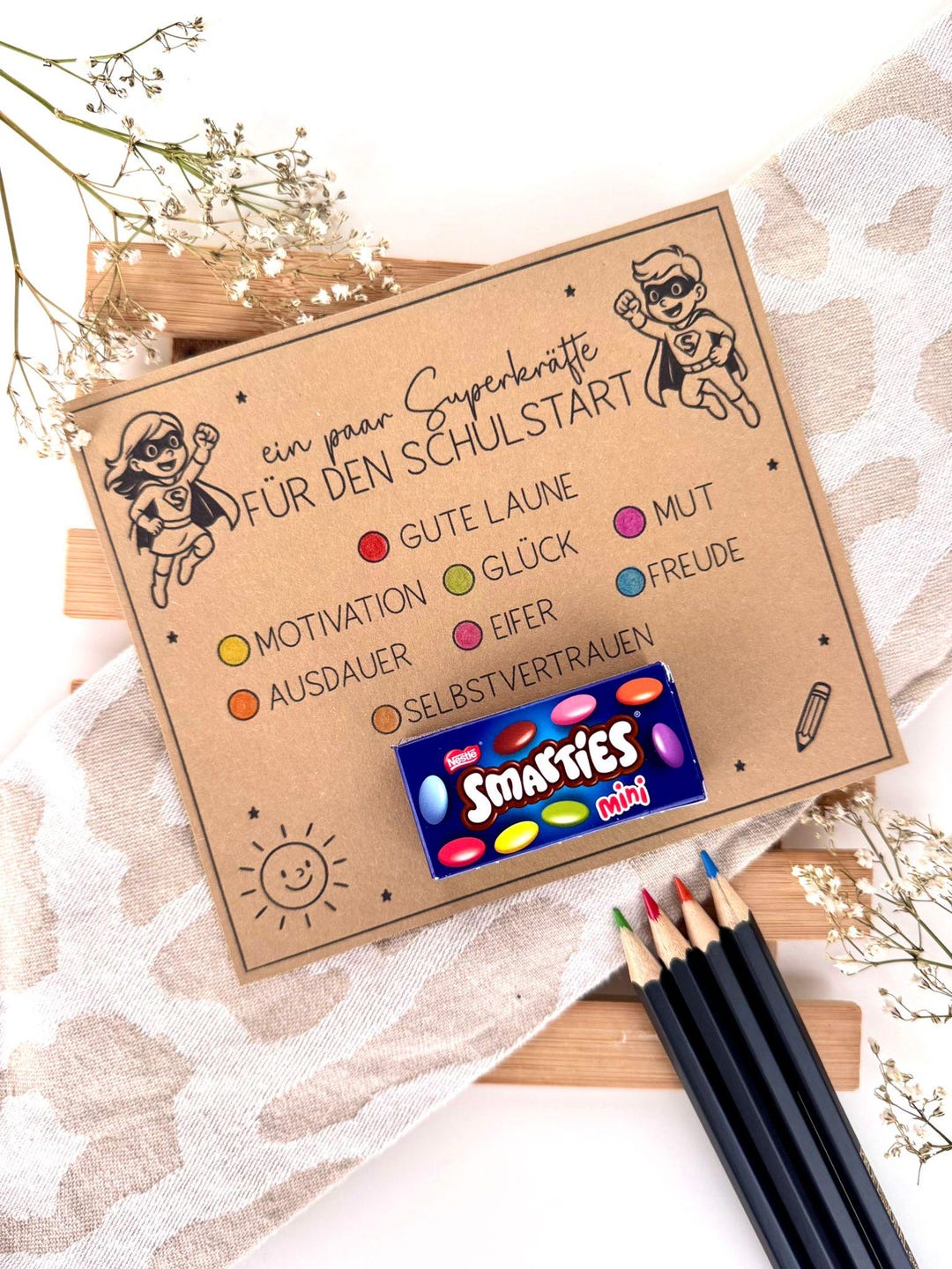 Druckvorlage Geschenkidee zum Schulstart, Mutmacher Kleinigkeit zum ...