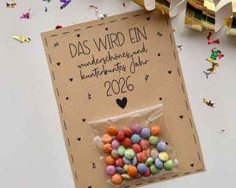 Druckvorlage Silvester, Mitbringselidee Silvester, Silvestergeschenkidee, Tischdeko Silvester, Kleinigkeit für Silvester, gewerblich, PDF