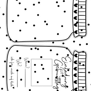 May include: A printable birthday invitation template in the shape of a jar with a black and white design. The text on the invitation reads "Einladung zum Geburtstag" which translates to "Invitation to Birthday".