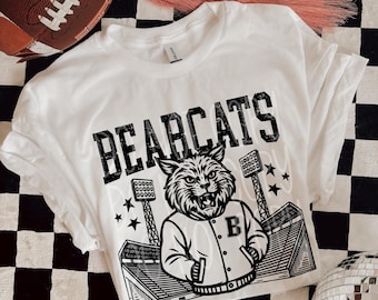 Bearcats Letterman Mascot T-Shirt | Trendy School Spirit Shirt | Fast Shipping | Super Soft Shirts for Men/Women/Kid's