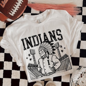 Indians Letterman Mascot DTF Transfer | Trendy School Spirit DTF Transfer | High Quality Image Transfers | Ready to Press | Instant Peel