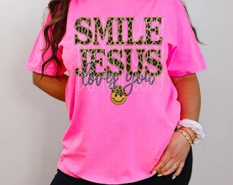 Smile Jesus Loves You DTF Transfer | Trendy Religious DTF Transfer | High Quality DTF Transfers | Ready To Press Transfers