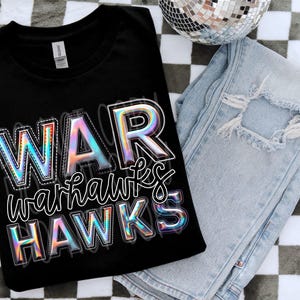 Warhawks Faux Holographic DTF Transfer | Trendy School Spirit DTF Transfer | Ready to Press | High Quality DTF Transfers | Fast Shipping
